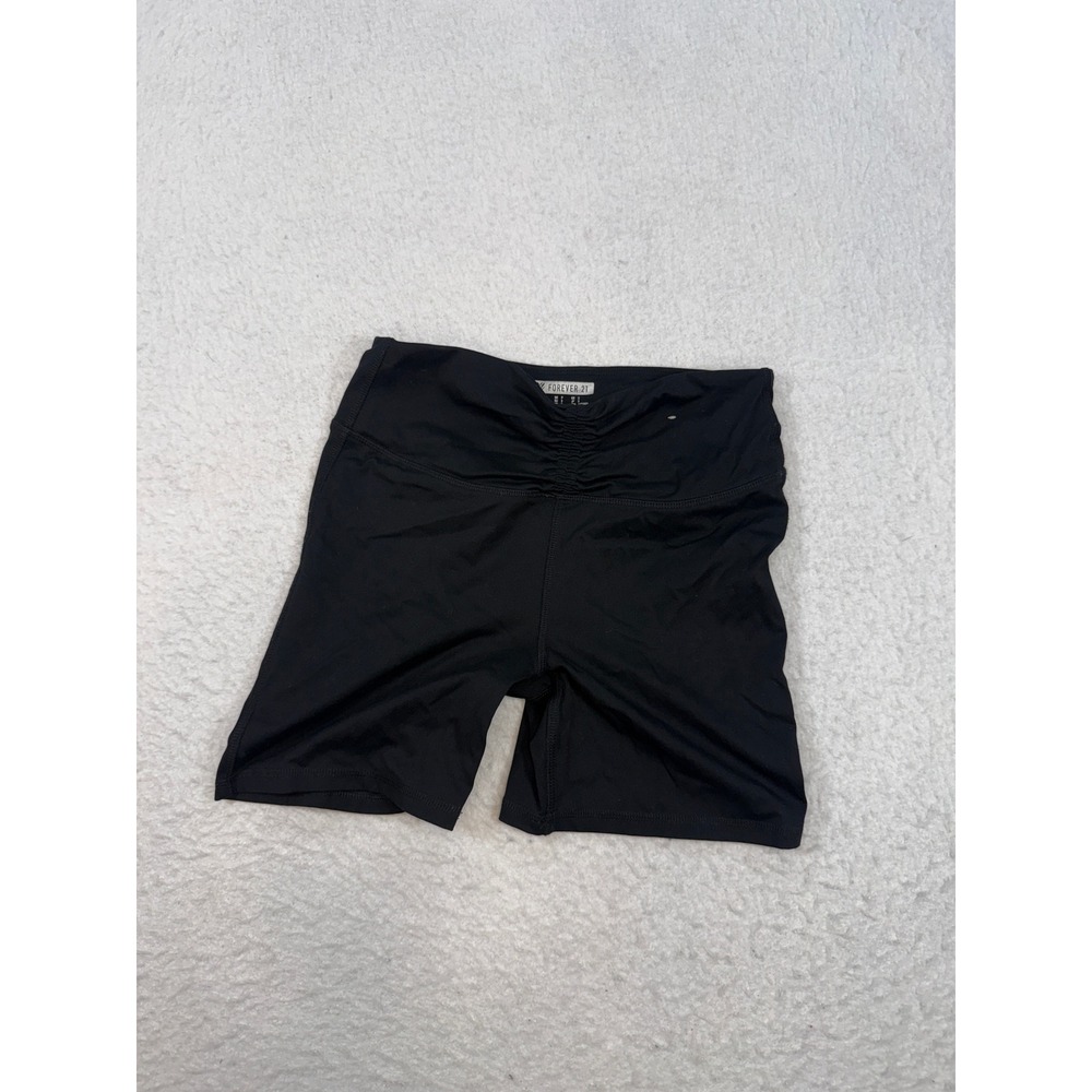Forever 21 Black Ruched High Waisted Biker Shorts Small Activewear Athleisure